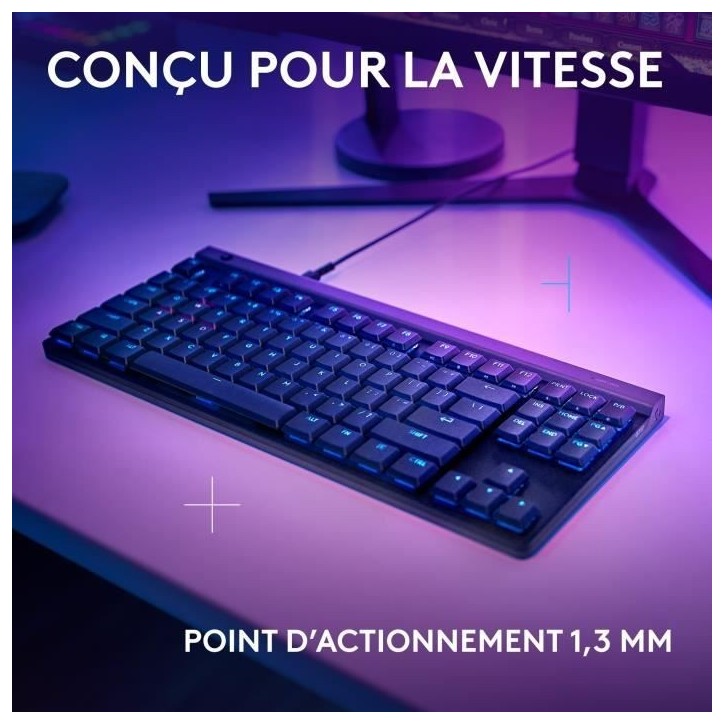 Clavier gamer - Filaire - Logitech G - G515 TKL - AZERTY - Mécanique - RGB - Noir