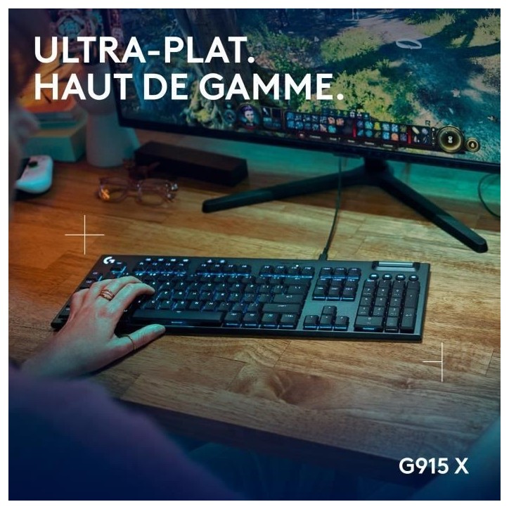 Clavier gamer - Filaire - Logitech G - G915 X - AZERTY - Switch tactile - Noir Clavier gamer - Filaire - Logitech G - G915 X - AZERTY - Switch tactile - Noir