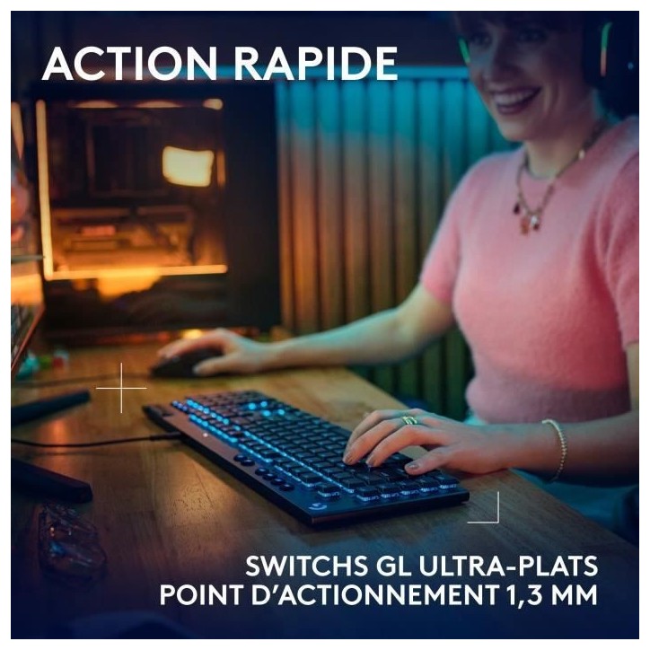 Clavier gamer - Filaire - Logitech G - G915 X - AZERTY - Switch tactile - Noir Clavier gamer - Filaire - Logitech G - G915 X - AZERTY - Switch tactile - Noir