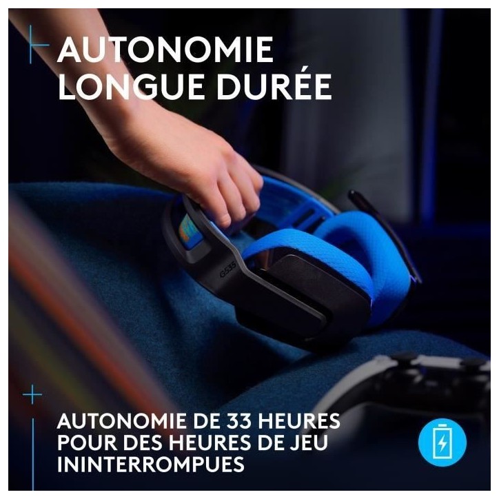 Casque gamer - Sans fil - Logitech G - G535 Lightspeed - PS5, PS4, PC, MAC - Noir/Bleu Casque gamer - Sans fil - Logitech G - G535 Lightspeed - PS5, PS4, PC, MAC - Noir/Bleu