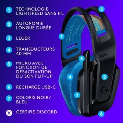 Casque gamer - Sans fil - Logitech G - G535 Lightspeed - PS5, PS4, PC,