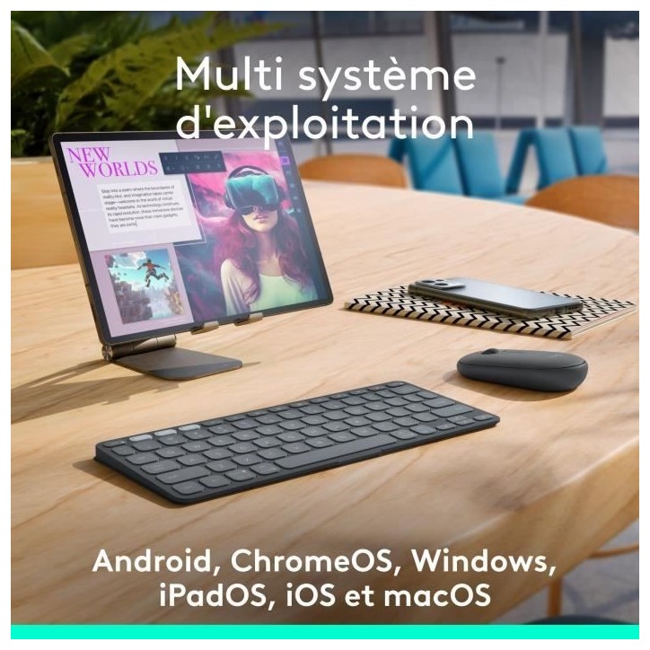 Etui clavier - Logitech - Keys to go 2- AZERTY - Universel - Graphite Etui clavier - Logitech - Keys to go 2- AZERTY - Universel - Graphite