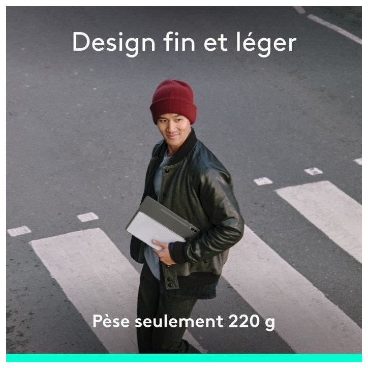 Etui clavier - Logitech - Keys to go 2 - AZERTY - Universel - Gris pâle