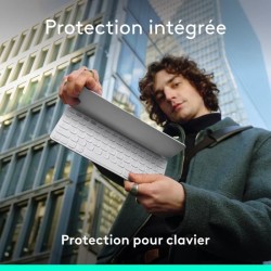 Etui clavier - Logitech - Keys to go 2 - AZERTY - Universel - Gris pâ