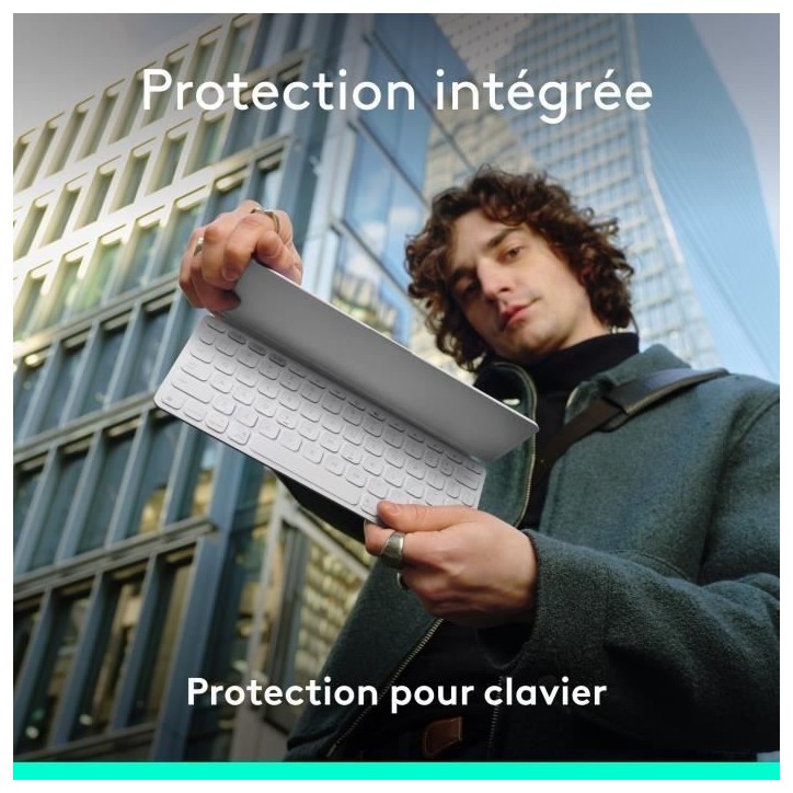Etui clavier - Logitech - Keys to go 2 - AZERTY - Universel - Gris pâle