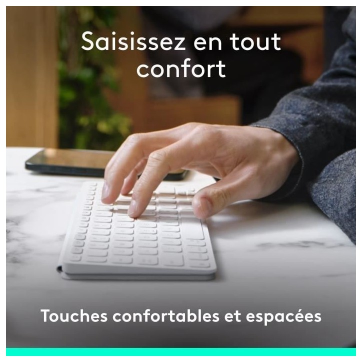 Etui clavier - Logitech - Keys to go 2 - AZERTY - Universel - Gris pâle