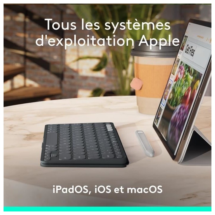 Etui clavier - Logitech - Keys to go 2 - AZERTY - Pour Ipad - Graphite