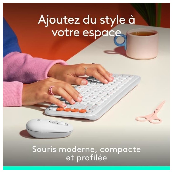Souris - Sans fil - Logitech - Pop Mouse - Blanc cassé Souris - Sans fil - Logitech - Pop Mouse - Blanc cassé
