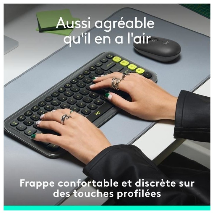 Clavier - Sans fil - Logitech - Pop Icon Keys - AZERTY - Graphite