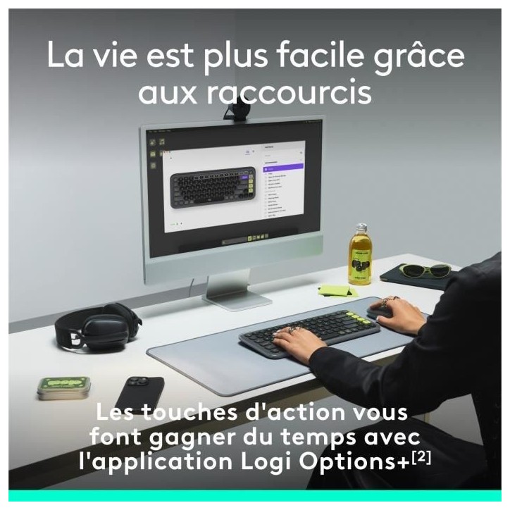 Clavier - Sans fil - Logitech - Pop Icon Keys - AZERTY - Graphite