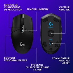 Souris gamer - Sans fil - Logitech G - G305 Lightspeed - Noir