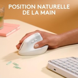 Souris - Sans Fil - Logitech - Lift Ergonomique Verticale - Blanc - Dr