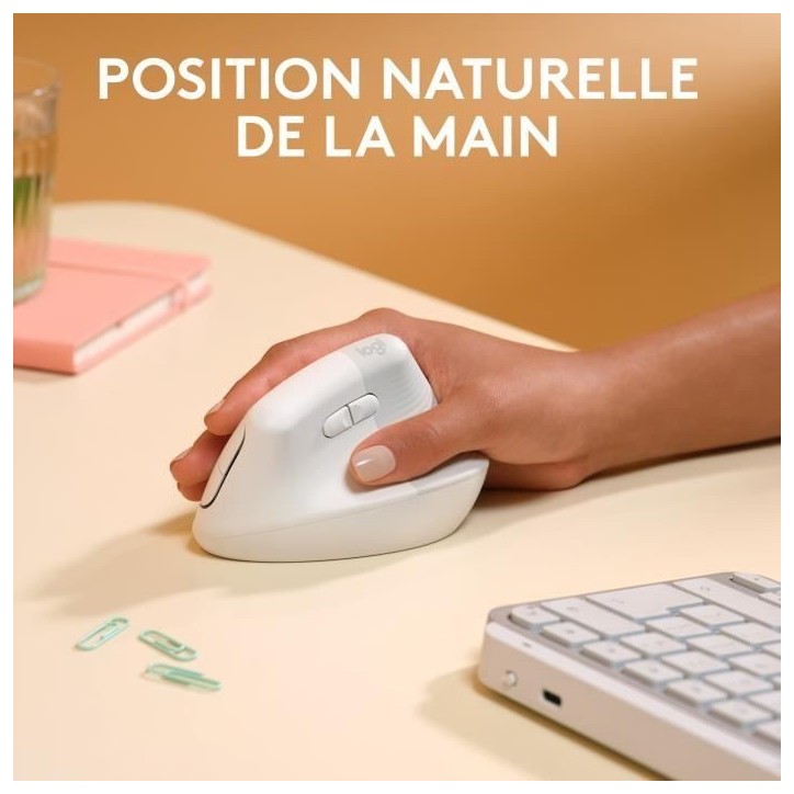 Souris - Sans Fil - Logitech - Lift Ergonomique Verticale - Blanc - Droitier - Pour Mac Souris - Sans Fil - Logitech - Lift Ergonomique Verticale - Blanc - Droitier - Pour Mac