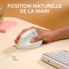 Souris - Sans Fil - Logitech - Lift Ergonomique Verticale - Blanc - Dr