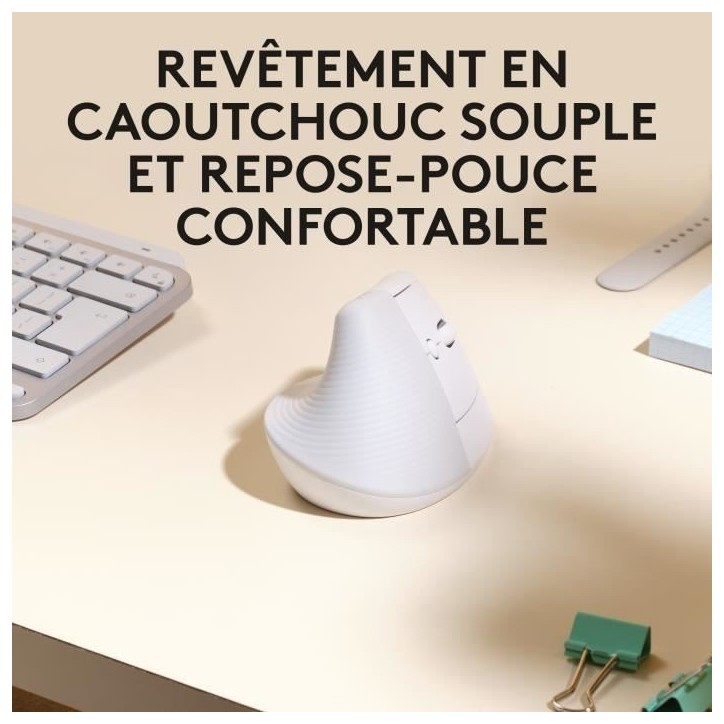 Souris - Sans Fil - Logitech - Lift Ergonomique Verticale - Blanc - Droitier - Pour Mac Souris - Sans Fil - Logitech - Lift Ergonomique Verticale - Blanc - Droitier - Pour Mac
