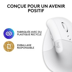 Souris - Sans Fil - Logitech - Lift Ergonomique Verticale - Blanc - Dr