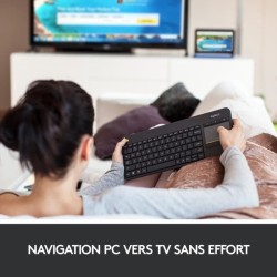 Clavier TV - Sans fil - Logitech - K400 Plus - AZERTY - Pavé tactile