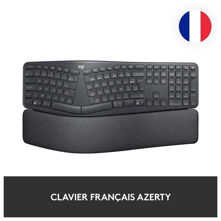 Clavier - Sans fil - Logitech - ERGO K860 - AZERTY - Ergonomique avec repose-poignets - Noir Clavier - Sans fil - Logitech - ERGO K860 - AZERTY - Ergonomique avec repose-poignets - Noir