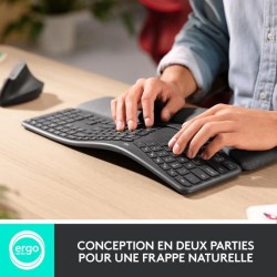 Clavier - Sans fil - Logitech - ERGO K860 - AZERTY - Ergonomique avec