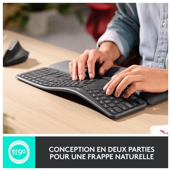 Clavier - Sans fil - Logitech - ERGO K860 - AZERTY - Ergonomique avec repose-poignets - Noir Clavier - Sans fil - Logitech - ERGO K860 - AZERTY - Ergonomique avec repose-poignets - Noir