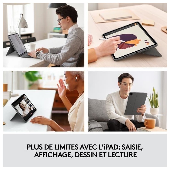 Etui clavier - Logitech - Combo Touch - AZERTY - Pour iPad Pro 12.9 new (5e génération) & iPad Air (5e génération) - Gris Etui clavier - Logitech - Combo Touch - AZERTY - Pour iPad Pro 12.9 new (5e génération) & iPad Air (5e génération) - Gris