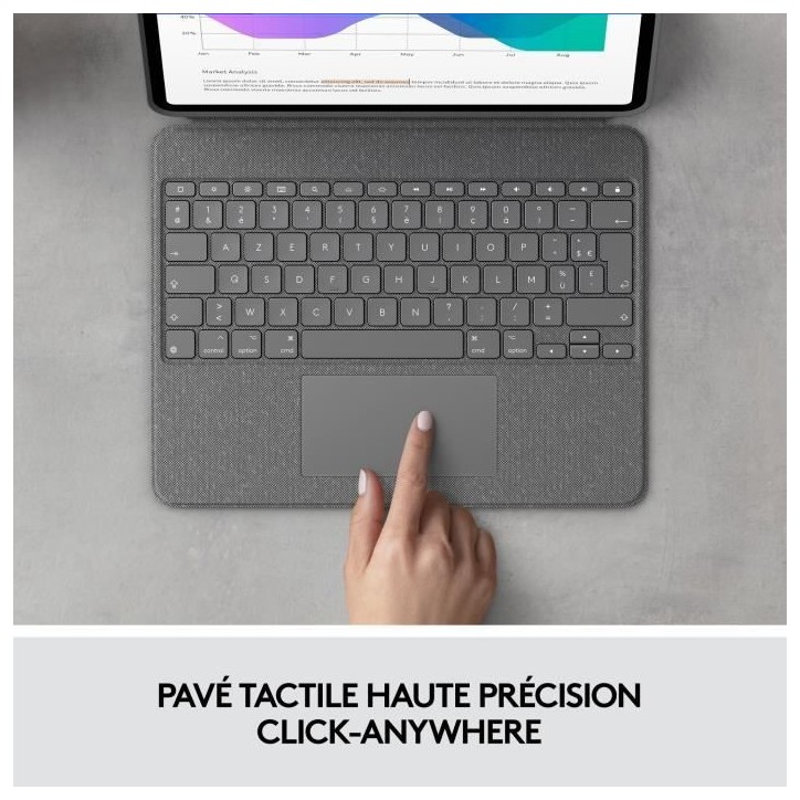 Etui clavier - Logitech - Combo Touch - AZERTY - Pour iPad Pro 12.9 new (5e génération) & iPad Air (5e génération) - Gris Etui clavier - Logitech - Combo Touch - AZERTY - Pour iPad Pro 12.9 new (5e génération) & iPad Air (5e génération) - Gris