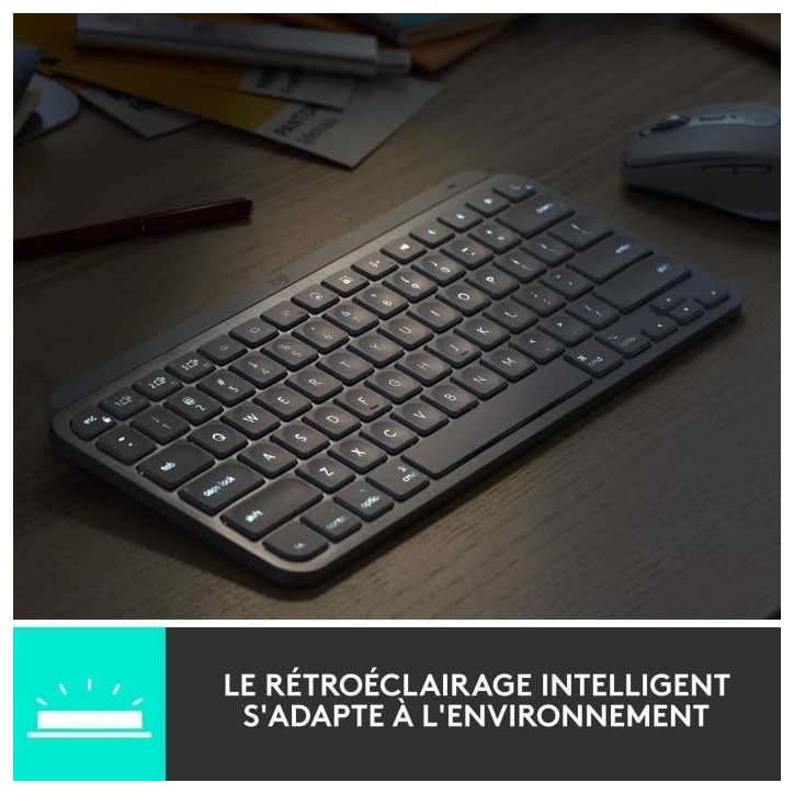 Clavier - Sans Fil - Logitech - MX Keys Mini - AZERTY - Rétroéclairé - Noir Clavier - Sans Fil - Logitech - MX Keys Mini - AZERTY - Rétroéclairé - Noir