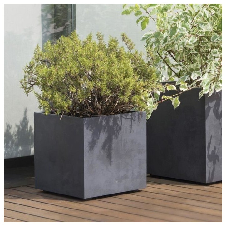 DEROMA Pot de fleurs Cube Millennium R - 39 x H39,1 cm - Anthracite - A réserve d'eau DEROMA Pot de fleurs Cube Millennium R - 39 x H39,1 cm - Anthracite - A réserve d'eau