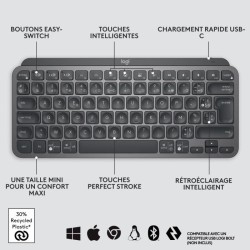 Clavier - Sans Fil - Logitech - MX Keys Mini - AZERTY - Rétroéclair