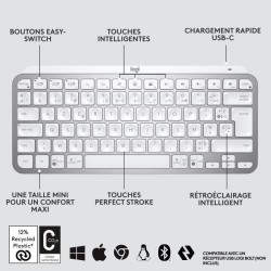 Clavier - Sans Fil - Logitech - MX Keys Mini - AZERTY - Rétroéclair