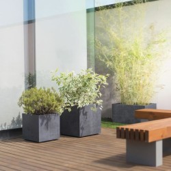 DEROMA Pot de fleurs Cube Millennium R - 39 x H39,1 cm - Anthracite -