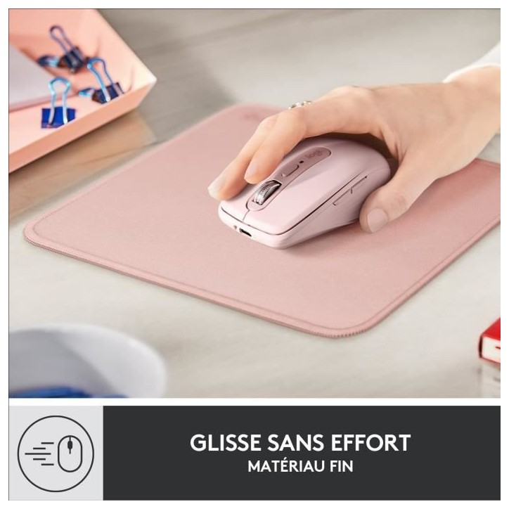 Tapis de souris - Logitech - Série Studio - Glissement facile - Rose