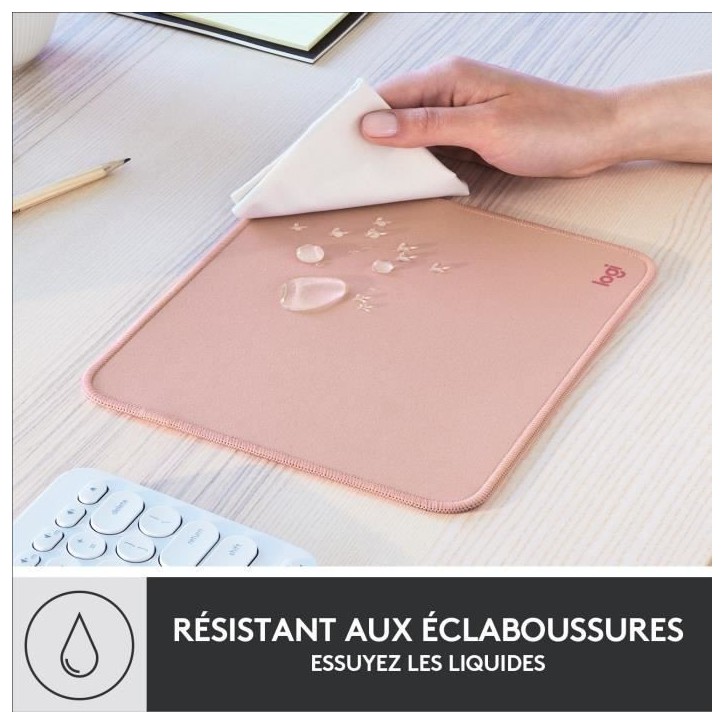 Tapis de souris - Logitech - Série Studio - Glissement facile - Rose