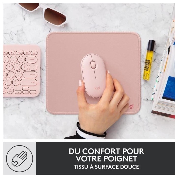 Tapis de souris - Logitech - Série Studio - Glissement facile - Rose