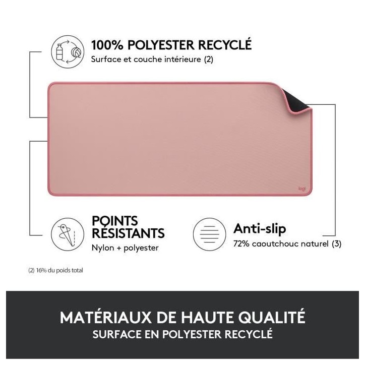 Tapis de souris - Logitech - Desk Mat - Studio Série - Rose Tapis de souris - Logitech - Desk Mat - Studio Série - Rose