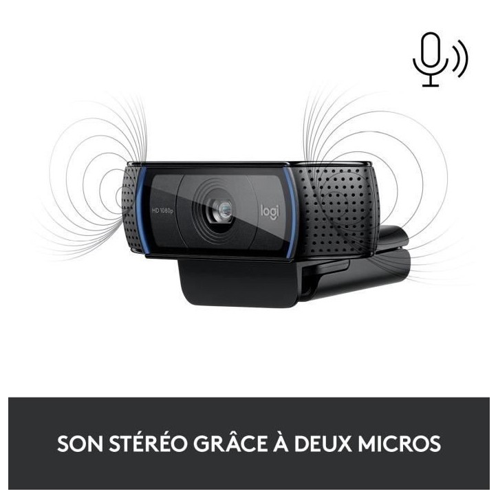 Webcam - Full HD 1080p - Logitech - C920 S - Microphone intégré