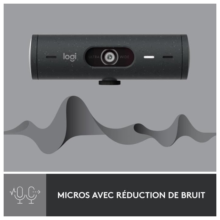 Webcam - Full HD 1080p - Logitech - Brio 500 - Microphone intégré - Graphite Webcam - Full HD 1080p - Logitech - Brio 500 - Microphone intégré - Graphite