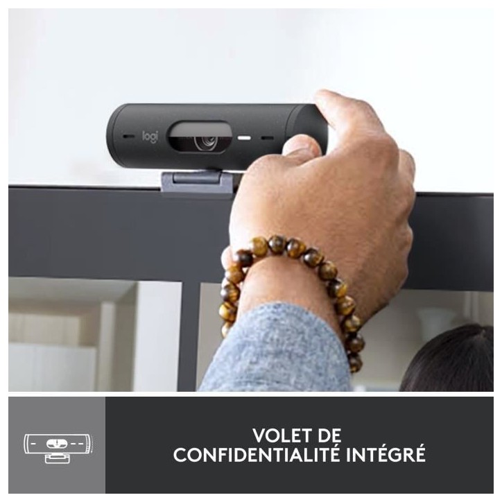Webcam - Full HD 1080p - Logitech - Brio 500 - Microphone intégré - Graphite Webcam - Full HD 1080p - Logitech - Brio 500 - Microphone intégré - Graphite