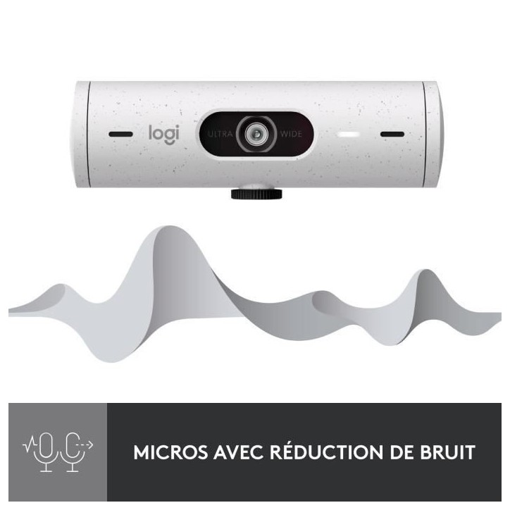 Webcam - Full HD 1080p - Logitech - Brio 500 - Microphone intégré - Blanc