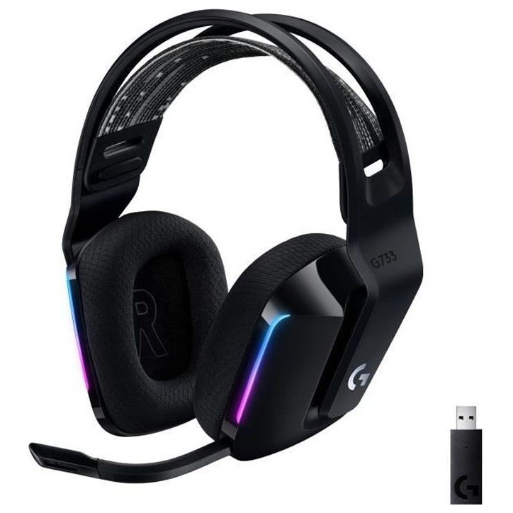 Casque gamer - Sans fil - Logitech G - G733 Lightspeed - PS5, PS4, PC, MAC - Noir Casque gamer - Sans fil - Logitech G - G733 Lightspeed - PS5, PS4, PC, MAC - Noir
