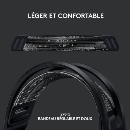 Casque gamer - Sans fil - Logitech G - G733 Lightspeed - PS5, PS4, PC, MAC - Noir