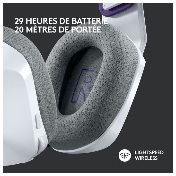 Casque gamer - Sans fil - Logitech G - G733 Lightspeed - PS5, PS4, PC, MAC - Blanc