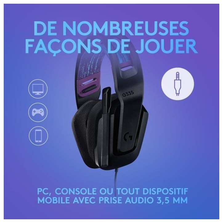 Casque gamer - Filaire - Logitech G - G335 - PS5, PS4, Xbox, Switch, PC - Noir Casque gamer - Filaire - Logitech G - G335 - PS5, PS4, Xbox, Switch, PC - Noir