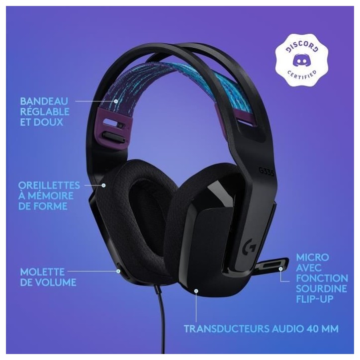 Casque gamer - Filaire - Logitech G - G335 - PS5, PS4, Xbox, Switch, PC - Noir Casque gamer - Filaire - Logitech G - G335 - PS5, PS4, Xbox, Switch, PC - Noir