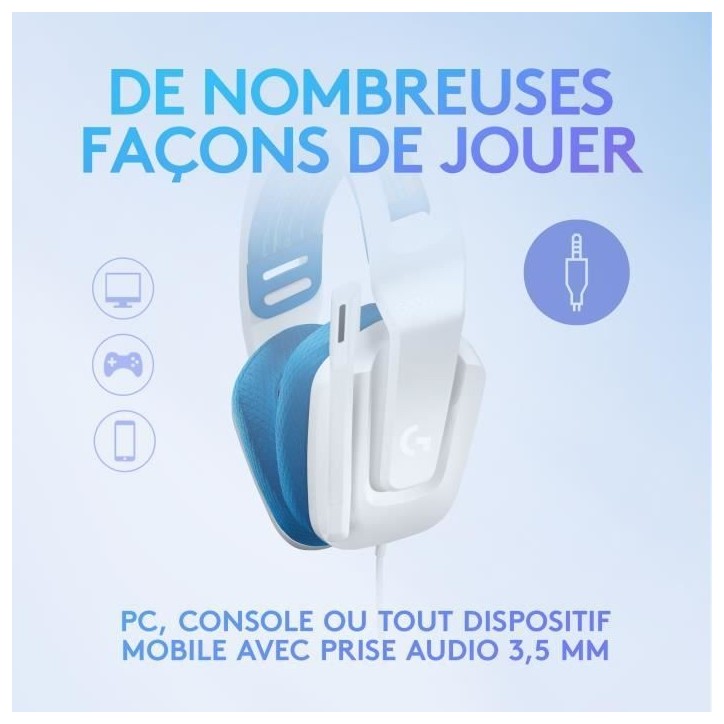 Casque gamer - Filaire - Logitech G - G335 - PS5, PS4, Xbox, Switch, PC - Blanc Casque gamer - Filaire - Logitech G - G335 - PS5, PS4, Xbox, Switch, PC - Blanc