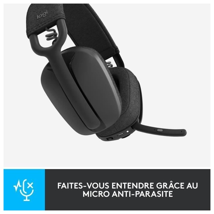 Casque - Sans fil - Logitech - Zone Vibe 100 - Bluetooth - Anti-parasite - Graphite