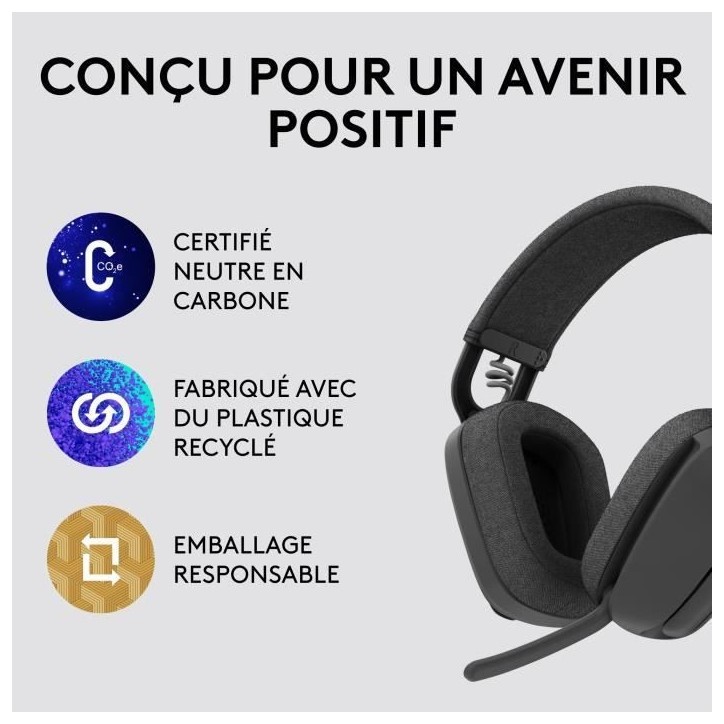 Casque - Sans fil - Logitech - Zone Vibe 100 - Bluetooth - Anti-parasite - Graphite