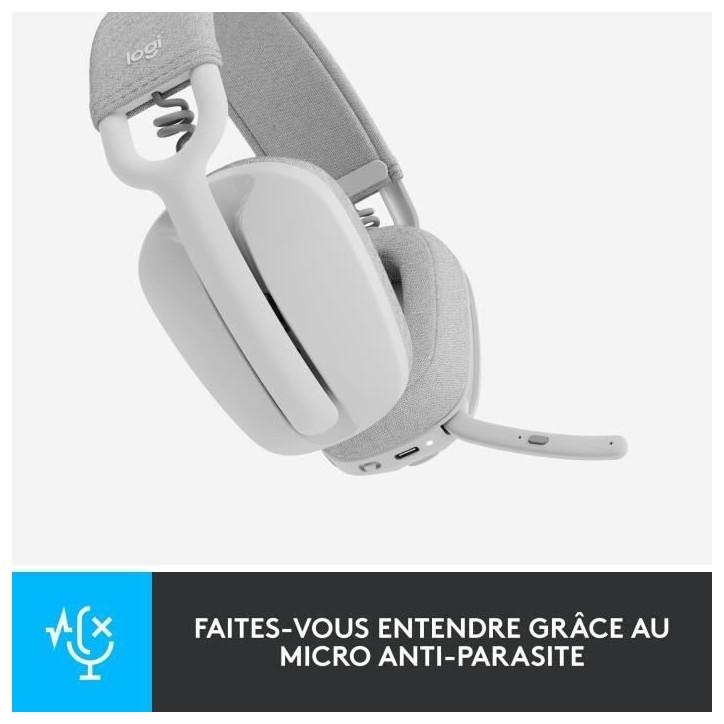 Casque - Sans fil - Logitech - Zone Vibe 100 - Bluetooth - Anti-parasite - Blanc