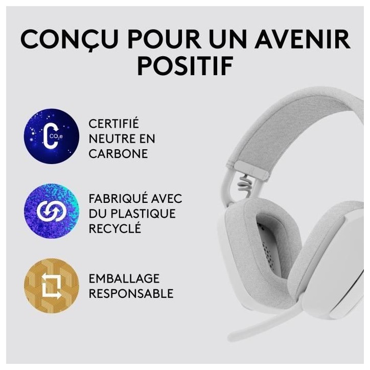 Casque - Sans fil - Logitech - Zone Vibe 100 - Bluetooth - Anti-parasite - Blanc