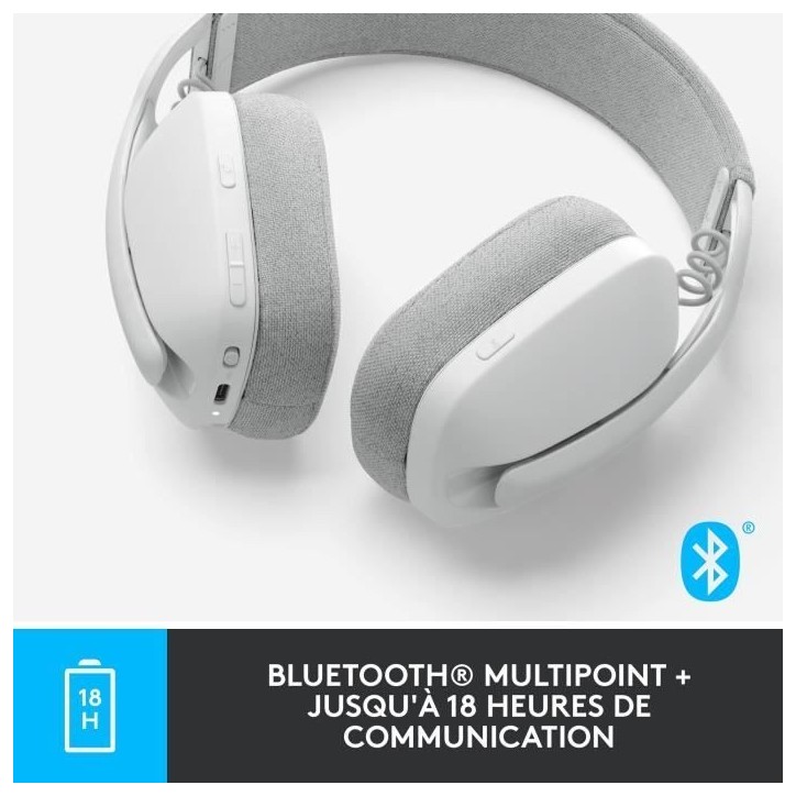 Casque - Sans fil - Logitech - Zone Vibe 100 - Bluetooth - Anti-parasite - Blanc